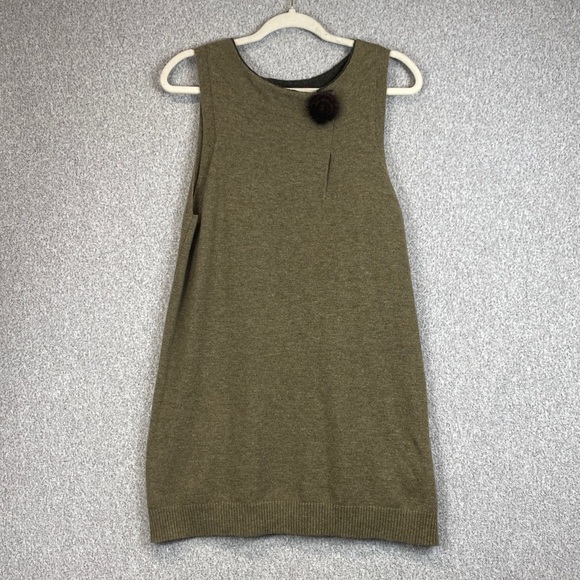 Natural & Freshness Dresses & Skirts - Lagenlook sweater tunic shift dress layering piece brown S fur accent